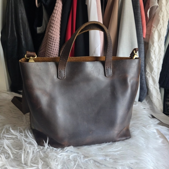 Portland Leather Goods Small Tote Brown Leather - Picture 3 of 9